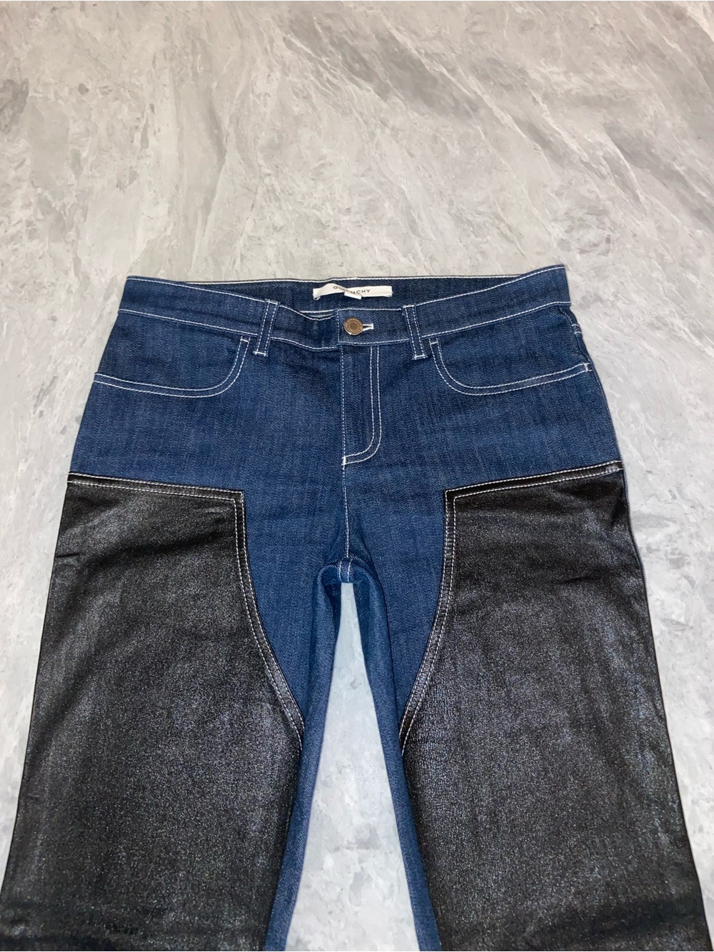 Givenchy Vintage Black Leather Panel Jeans